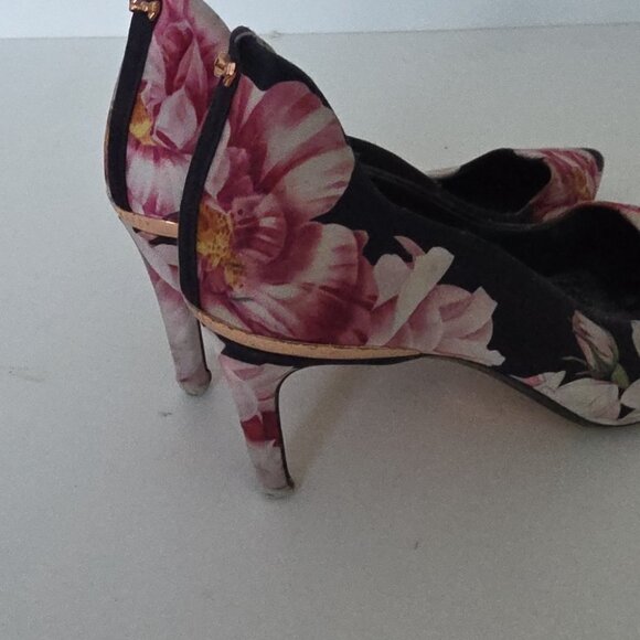 TED BAKER | Charmesa Pumps Heels Shoes Floral Black Pink sz 36 - Picture 6 of 9